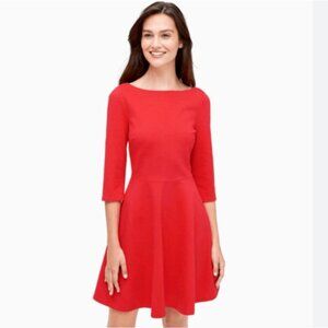 Kate Spade Dress Midi Fit And Flare Jersey Stretch Ponte Knit Bright Red Size XS